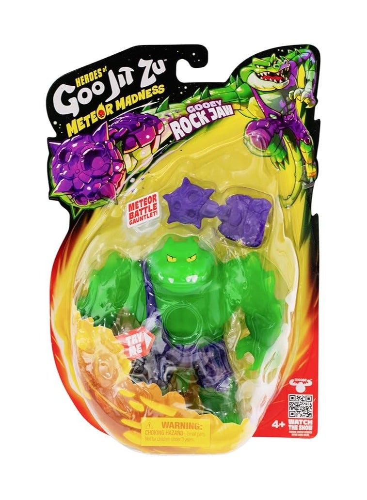 GOO JIT ZU Heroes of Goo Jit Zu Meteor Madness Rock Jaw Stretch Action Figure with Unique Slime Filling & Meteor Combat Glove - Tactile Toy - Triple Size Stretches  - Image 3