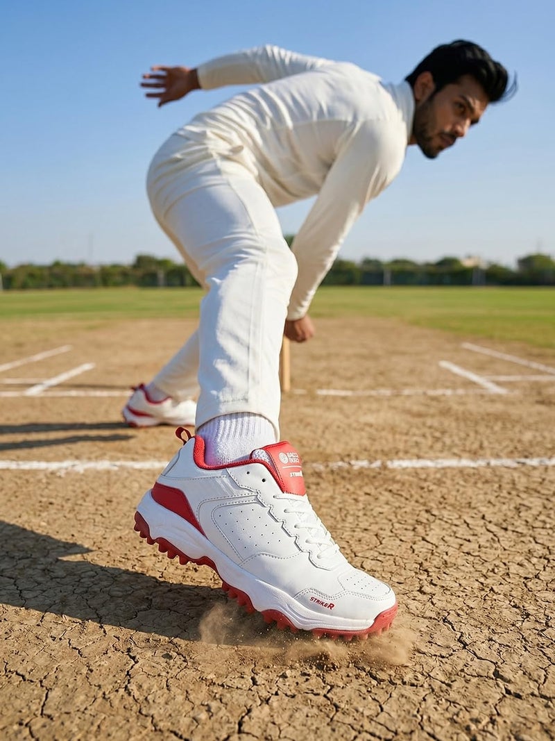 Bacca Bucci Striker Cricket Shoes Unleash Precision, Power, and Performance on the Pitch Red and White UK 8 - Image 5