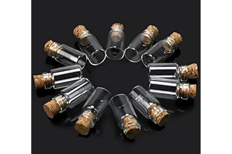 Perfect Pricee 12pcs Lovely Small Wish Bottle Tiny Clear Empty Wishing Glass Message Vial with Cork Stopper 1ml Mini Containers Bottle (3CM) - Image 1