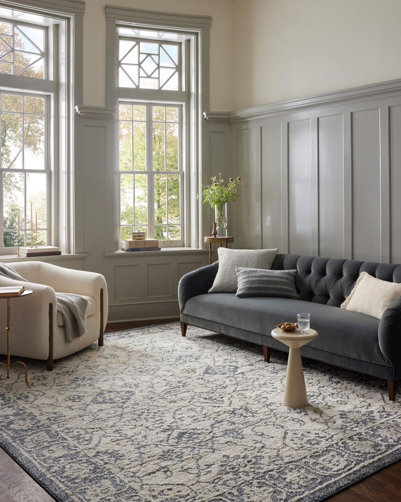 Loloi Magnolia Home by Joanna Gaines Gigi Collection GIG-02 Ivory/Blue 5'-3" x 7'-6" Area Rug - Image 1
