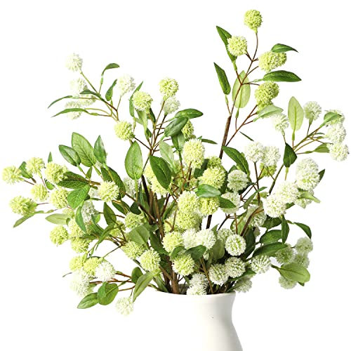 Melorca&Guilla Artificial Plants,4PCS 35.4" Green Faux Branches for Vase,Artificial Plants for Shop Garden Office Home Décor (4, White Green) - Image 1
