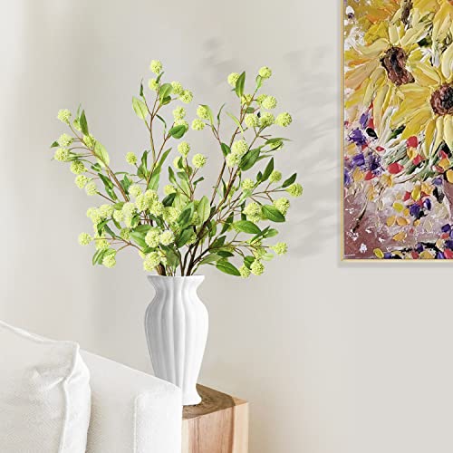 Melorca&Guilla Artificial Plants,4PCS 35.4" Green Faux Branches for Vase,Artificial Plants for Shop Garden Office Home Décor (4, White Green) - Image 2