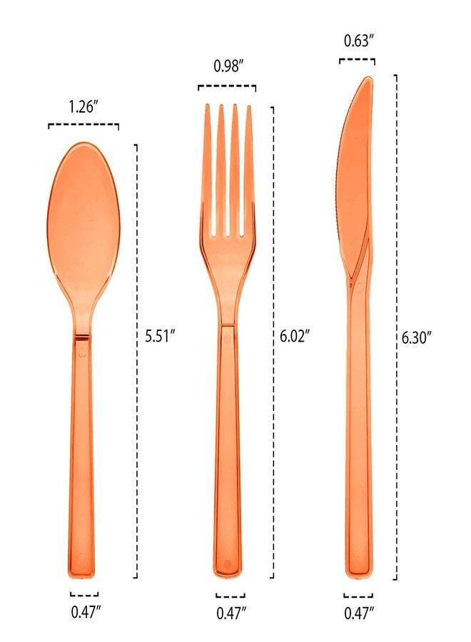 Party Essentials Hard Plastic Cutlery Combo Pack, 51 Pieces/17 Place Settings, Neon Orange - Image 2