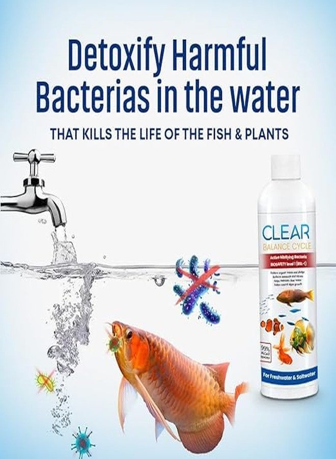 VISIONEX Clear Balance Cycle Aquarium Water Treatment, Active Nitrifying Bacteria, for Freshwater and Saltwater Fish Tanks - Image 4