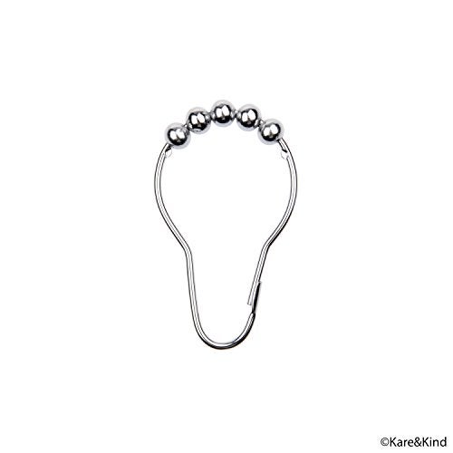 Kare Kind Shower Curtain Rings - Set of 12 - Friction Free Gliding Rollers - Rust Proof Stainless Steel - Original Heavy Duty Sliding Hangers Polished Chrome - Easy to Install Locking Clips - Image 5