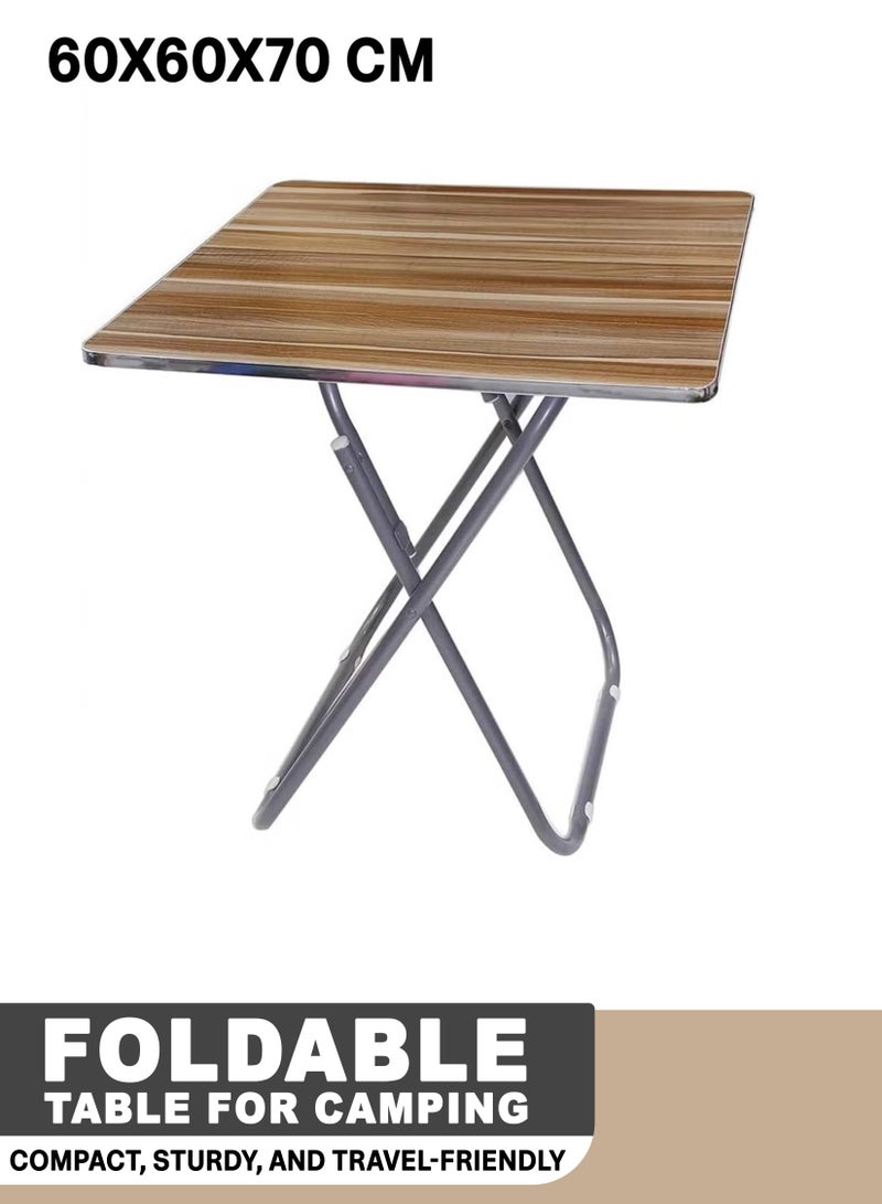 R.VIHAN Folding Metal Camping Table 60x60x70 cm Portable Indoor Outdoor Dining Desk - Image 1