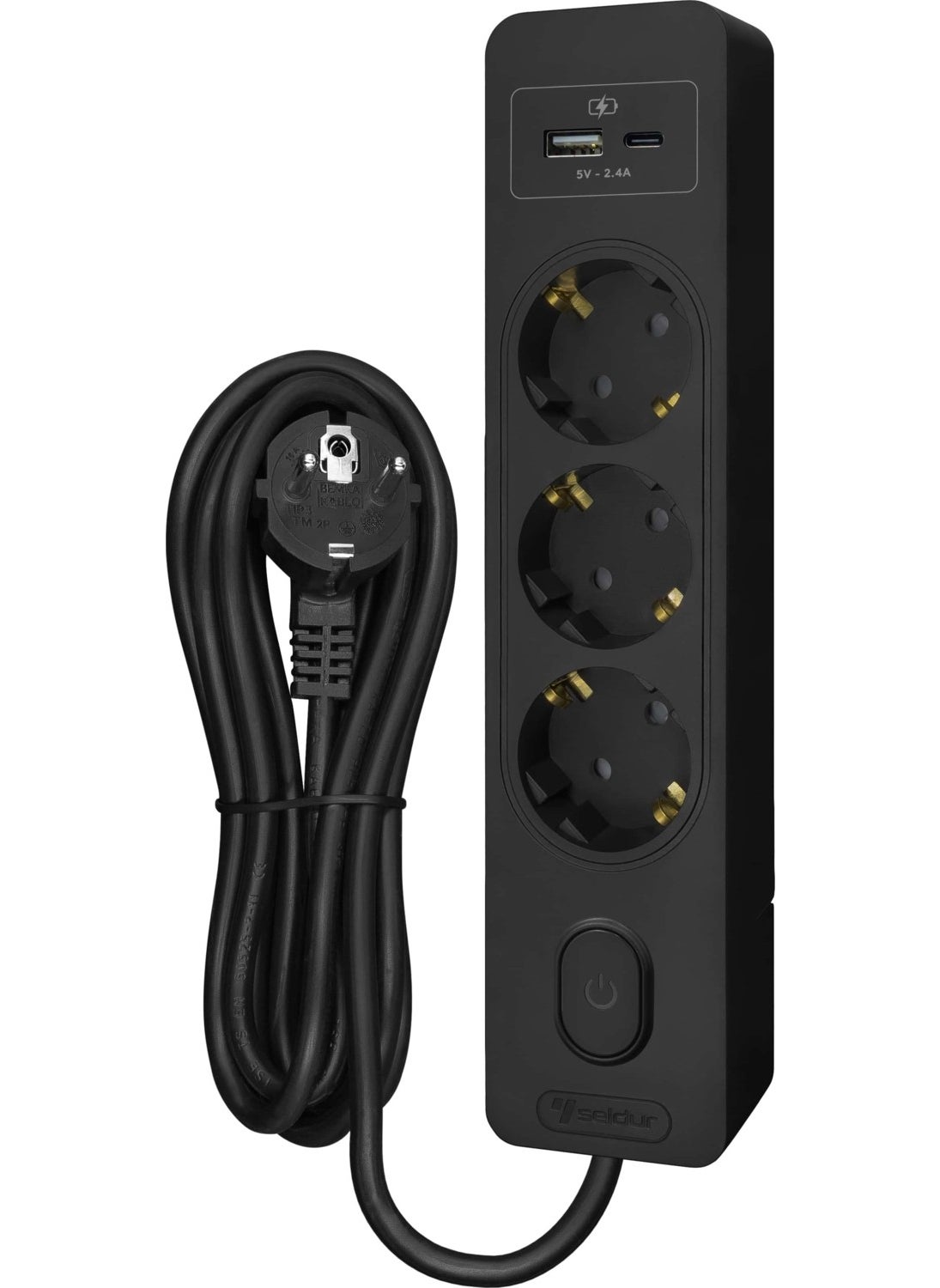 Seldur Cable USB/Type-C 3-way 2-Meter Black Group Socket  - Image 3