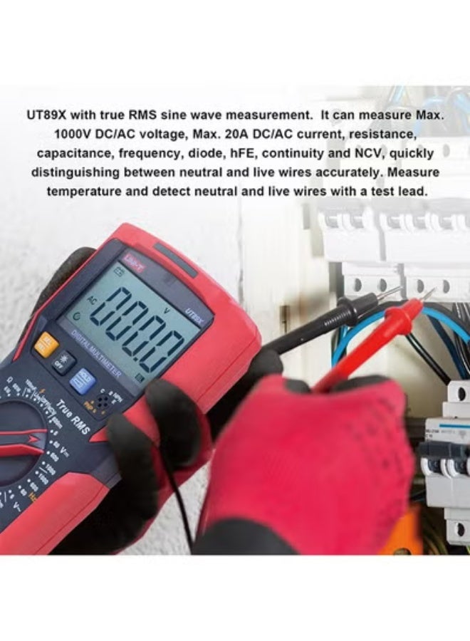 يوني تي UNI-T UT89X جهاز اختبار رقمي متعدد، TRMS 6000 التهم AC DC 1000V Multimetro فولت أوم متر السيارات السعة الكهربائية المتعدد، يقيس درجة الحرارة الحالية مقاومة NCV - Image 5