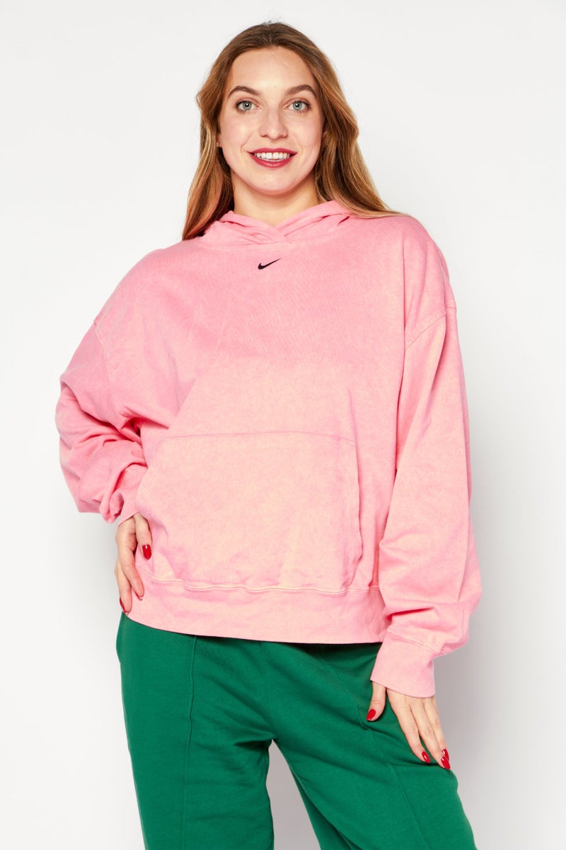 Nike Women Sportswear Fit Embroidered Logo Hoodie, Pink - Image 1