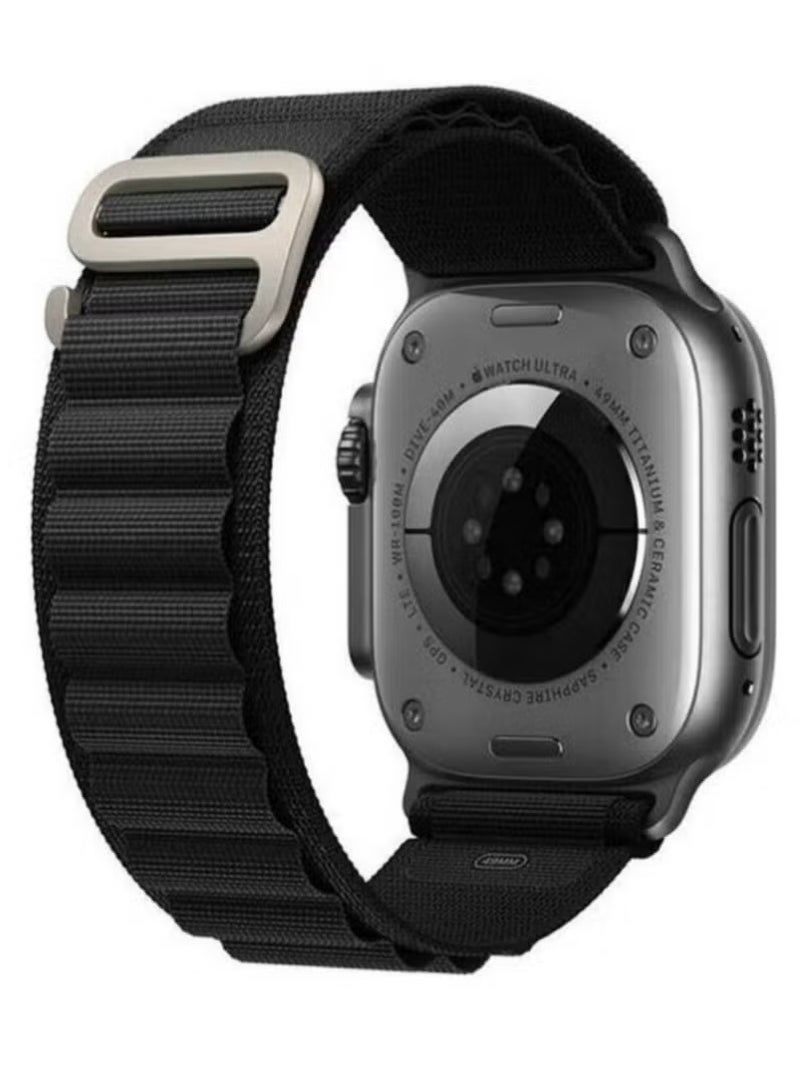 MUDISO 2-Pack Alpine Loop Bands for Apple Watch 49mm 45mm 44mm – Durable Nylon Woven Sport Straps Compatible with Apple Watch Ultra, Series 8, 7, SE, 6, 5, 4, 3, 2 – Breathable Adjustable Fitness Bands – White & Black Combo Pack - Image 2