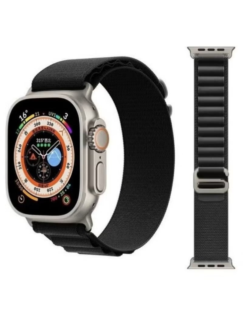 MUDISO 2-Pack Alpine Loop Bands for Apple Watch 49mm 45mm 44mm – Durable Nylon Woven Sport Straps Compatible with Apple Watch Ultra, Series 8, 7, SE, 6, 5, 4, 3, 2 – Breathable Adjustable Fitness Bands – White & Black Combo Pack - Image 4