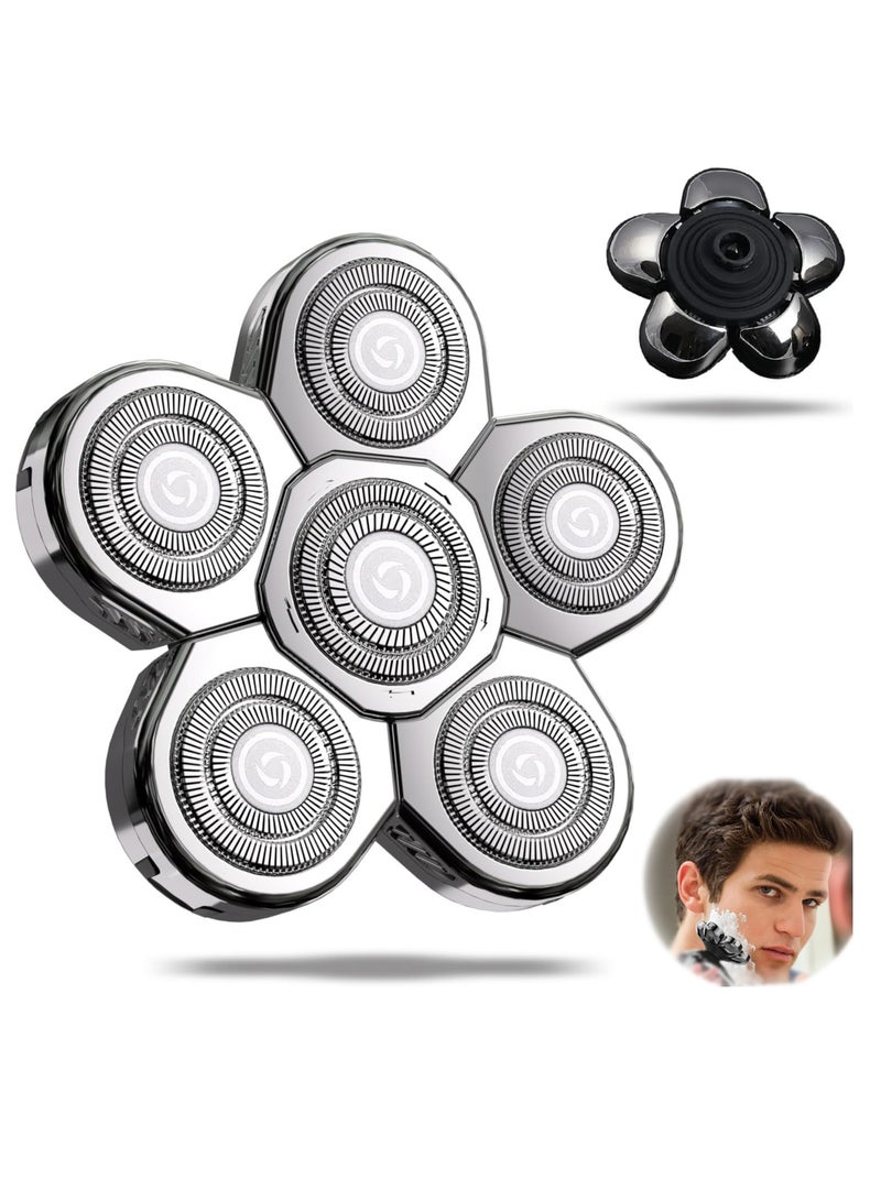 رؤوس بديلة للحلاقة الرأس 6D، ماكينة حلاقة للرؤوس للرجال الصلع، شفرات استبدال ماكينة الحلاقة الرأس، حلاقة الرأس للرجال، استبدال شفرات ماكينة الحلاقة الكهربائية، ماكينة حلاقة كهربائية للرجال فضية - Image 1