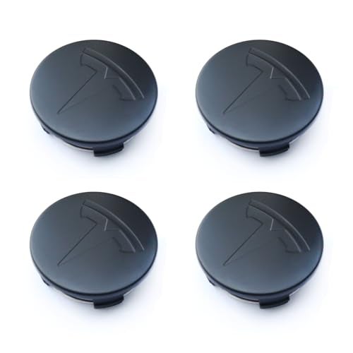 Tesheer Wheel Center Hub Cap Kit with Tesla Emble Brand Center Caps for Model 3 Model Y with 20 Lug Nut Covers (4PCS) (Matte Black) - Image 1