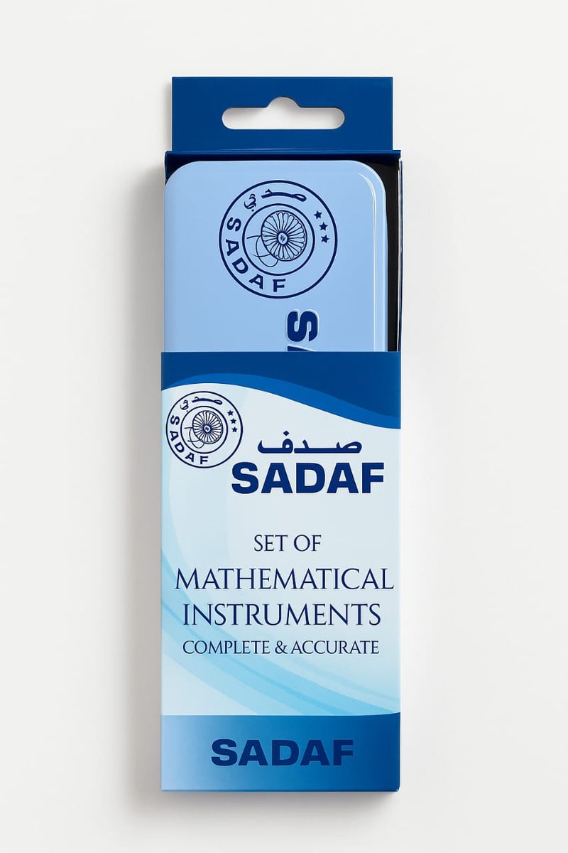 صدف طقم صندوق أدوات هندسية سدف – مجموعة رياضيات 9 قطع مع علبة معدنية - Image 2