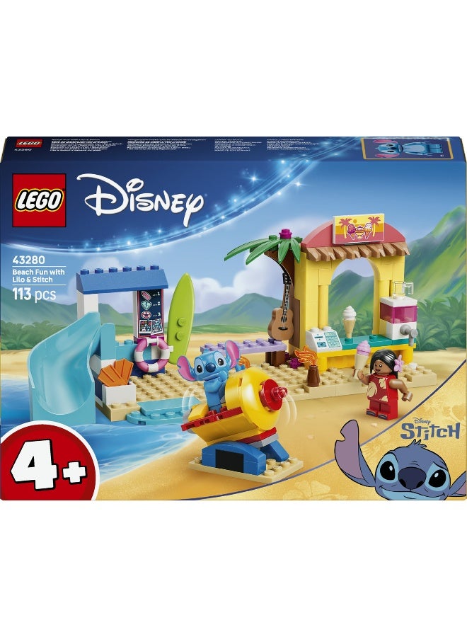 LEGO مجموعة ألعاب بناء LEGO Disney المرح على الشاطئ مع ليلو وستيتش 43280 (85 قطعة) - Image 2
