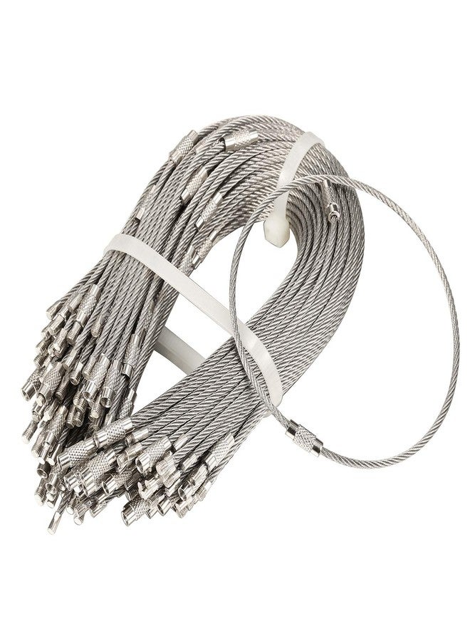 bayite Pack (100) Stainless Steel Wire Keychains Cable, Key Rings, Heavy Duty Luggage Tags Loops Tag Keepers 2mm Twist Barrel (Cable Length: 10 inches) - Image 1