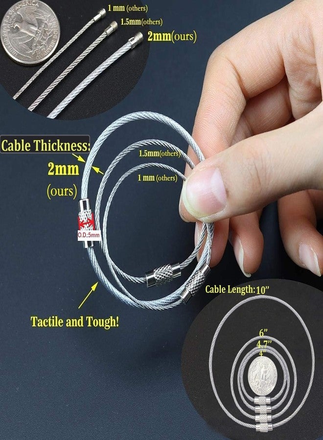 bayite Pack (100) Stainless Steel Wire Keychains Cable, Key Rings, Heavy Duty Luggage Tags Loops Tag Keepers 2mm Twist Barrel (Cable Length: 10 inches) - Image 2