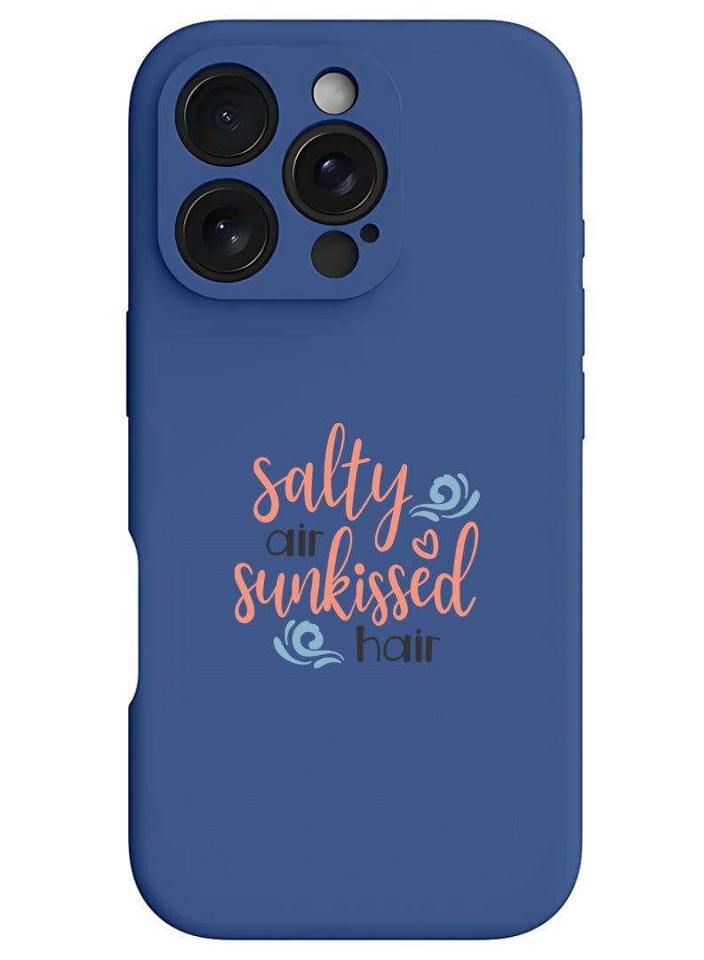 Theodor iPhone 16 Pro Blue Protective Slim Fit Case Liquid Silicone Cover with Full Body Protection Anti-Scratch Shockproof Case For iPhone - Salty air sunkissed air - Image 1