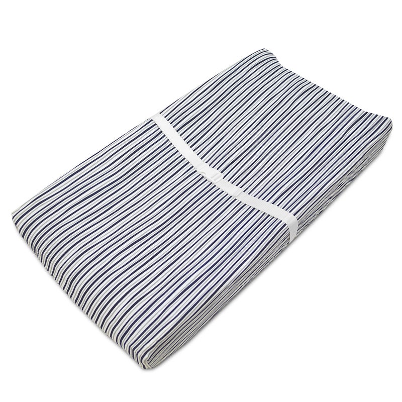 TL Care Printed 100 Cotton Knit Fitted Contoured Changing Table Pad Cover Compatible with Mika Micky Bassinet Navy Fun Stripe for Boys and Girls