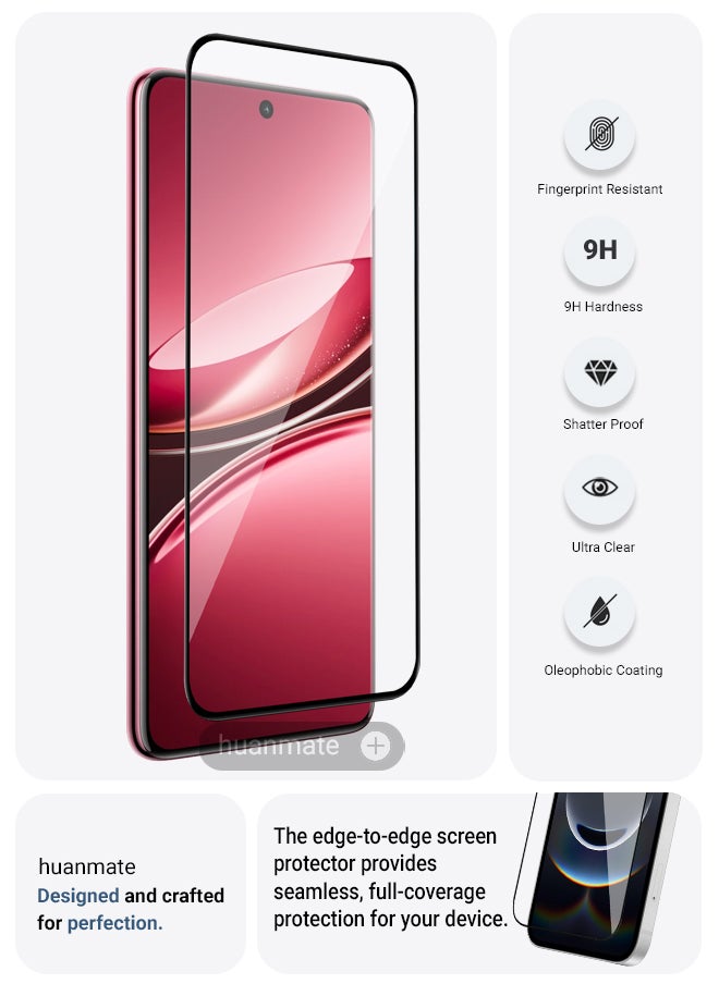 huanmate - Vivo V50 Screen Protector – Premium Edge to Edge Tempered Glass, High Transparency, Delicate Touch, Anti-Explosion, Smooth Arc Edges, Easy Installation - Image 1