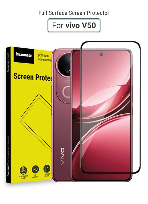 Vivo V50 Screen Protector – Premium Edge to Edge Tempered Glass, High Transparency, Delicate Touch, Anti-Explosion, Smooth Arc Edges, Easy Installation