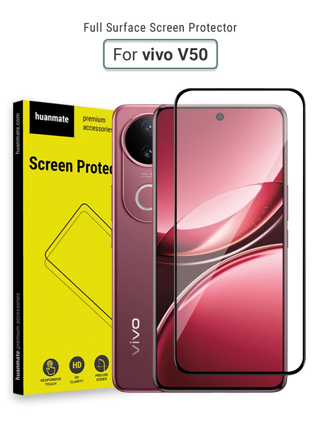 huanmate - Vivo V50 Screen Protector – Premium Edge to Edge Tempered Glass, High Transparency, Delicate Touch, Anti-Explosion, Smooth Arc Edges, Easy Installation - Image 1