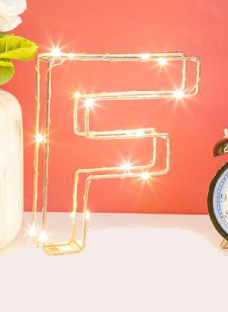 سلة حرف F مضيء لون ذهبي - Image 2