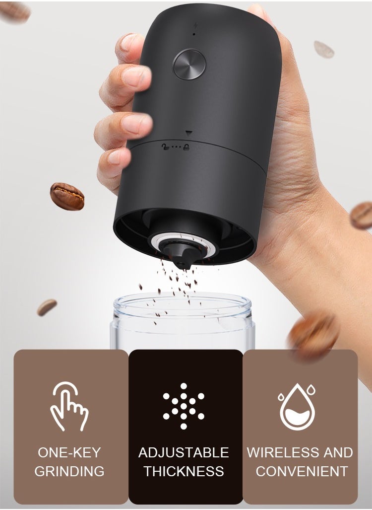JoyousSto Portable Electric Burr Coffee Grinder,Electric Coffee Grinder,,Adjustable Coarseness Grind,with Multi-Grind Settings for French Press Espresso, USB Rechargeable Travel Coffee Maker black  - Image 3