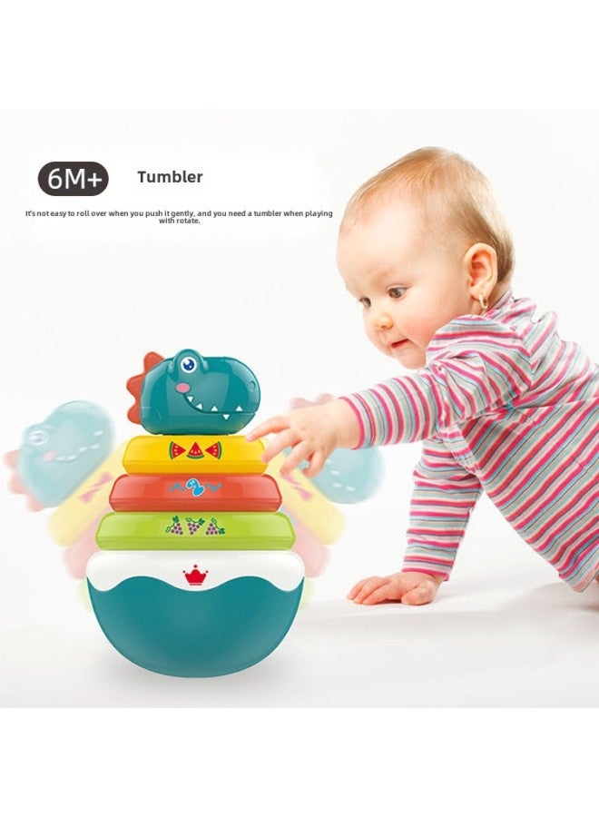Children's Tumbler Toy Puzzle Stacking Music 0-1 Year Old Baby Music Enlightenment Dinosaur Rattle Ring Ring Toy-Color:Stackle Tumbler  - Image 4