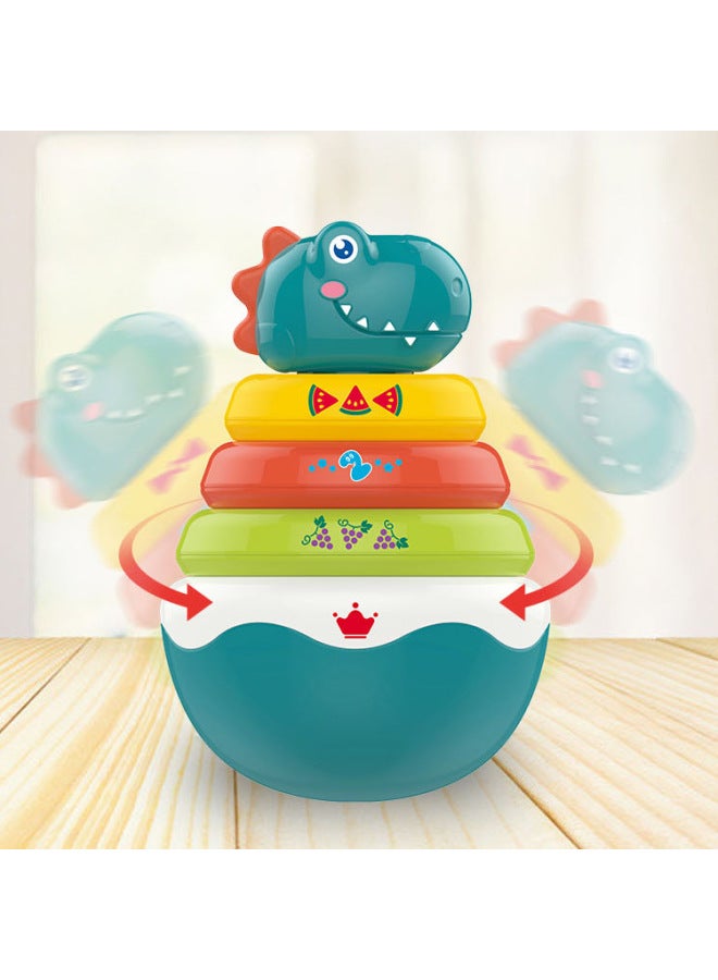 Children's Tumbler Toy Puzzle Stacking Music 0-1 Year Old Baby Music Enlightenment Dinosaur Rattle Ring Ring Toy-Color:Stackle Tumbler  - Image 3