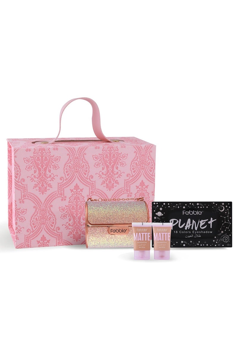 فيبيل مجموعة هدايا مكياج للنساء مجموعة كاملة مع قطعتين من كريم الأساس غير اللامع ولوحة ظلال العيون المكونة من 18 لونًا وأحمر شفاه غير لامع ومجموعة من 4 قطع من المكياج طويل الأمد المقاوم للماء وتغطية كاملة مثالية للاستخدام اليومي كهدية للعطلات - Image 1