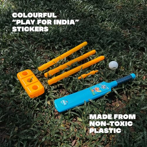 Lata Toys Howzzat Junior Cricket Set for Toddlers (Ages 3+) - Complete Plastic Cricket Kit with Blue Bat, Soft Ball & Stumps - Lightweight - My First Cricket Set for Boys & Girls - Ideal Beginner - Image 3