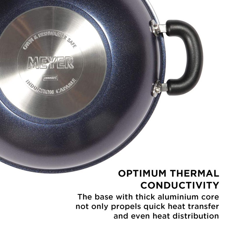 MEYER مقلاة ماير المئوية خالية من النيكل | مقلاة فولاذية للقلي العميق | أواني طهي فولاذية | مقلاة عميقة | مقلاة مع غطاء للطهي | مقلاة بقاعدة تحريض، 22 سم، لؤلؤة زرقاء - Image 5