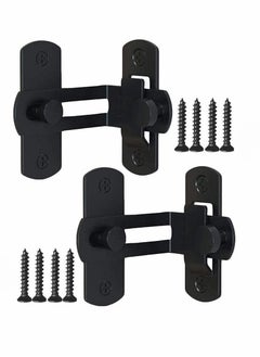 Y&D Barn Door Lock with 90 Degree Stainless Steel Right Angle Buckle Gate Latch for Sliding Black(2 Pack)  - Image 1