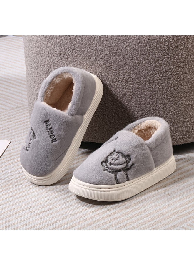 Baihou White Mink Fur Winter Heel-covering Maternity Cotton Slippers, Indoor Warm Cotton Shoes For Men And Women, M-72 Gray, Size 36-37 - Image 3