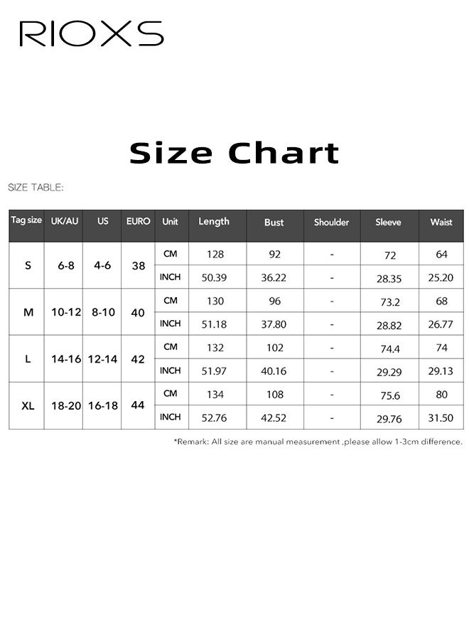 ريوكس فستان نسائي برقبة على شكل حرف U، أكمام منتفخة مع تنورة على شكل حرف A، بدون سحاب، نمط منتجع كاجوال مع تفاصيل ربطة عنق، أجواء حديقة الشاطئ، أزرق - Image 5