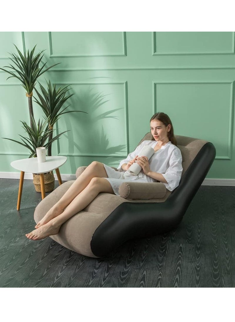 Generic - Folding Waterproof Air Furniture Inflatable Sofa Armchair with Household Lazy Sofa Chaise Lounges Travel Camping Chair for Home Office Outdoor Camping Picnic (Brown) - Image 1