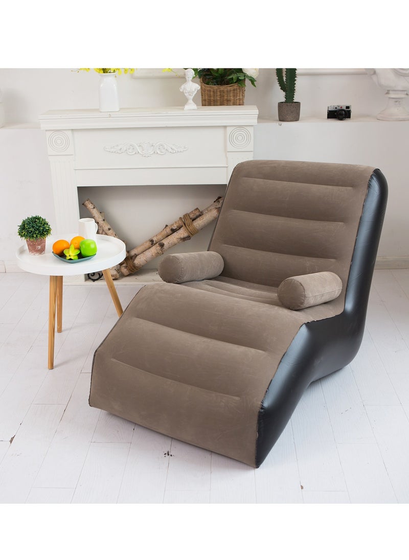 Generic - Folding Waterproof Air Furniture Inflatable Sofa Armchair with Household Lazy Sofa Chaise Lounges Travel Camping Chair for Home Office Outdoor Camping Picnic (Brown) - Image 1