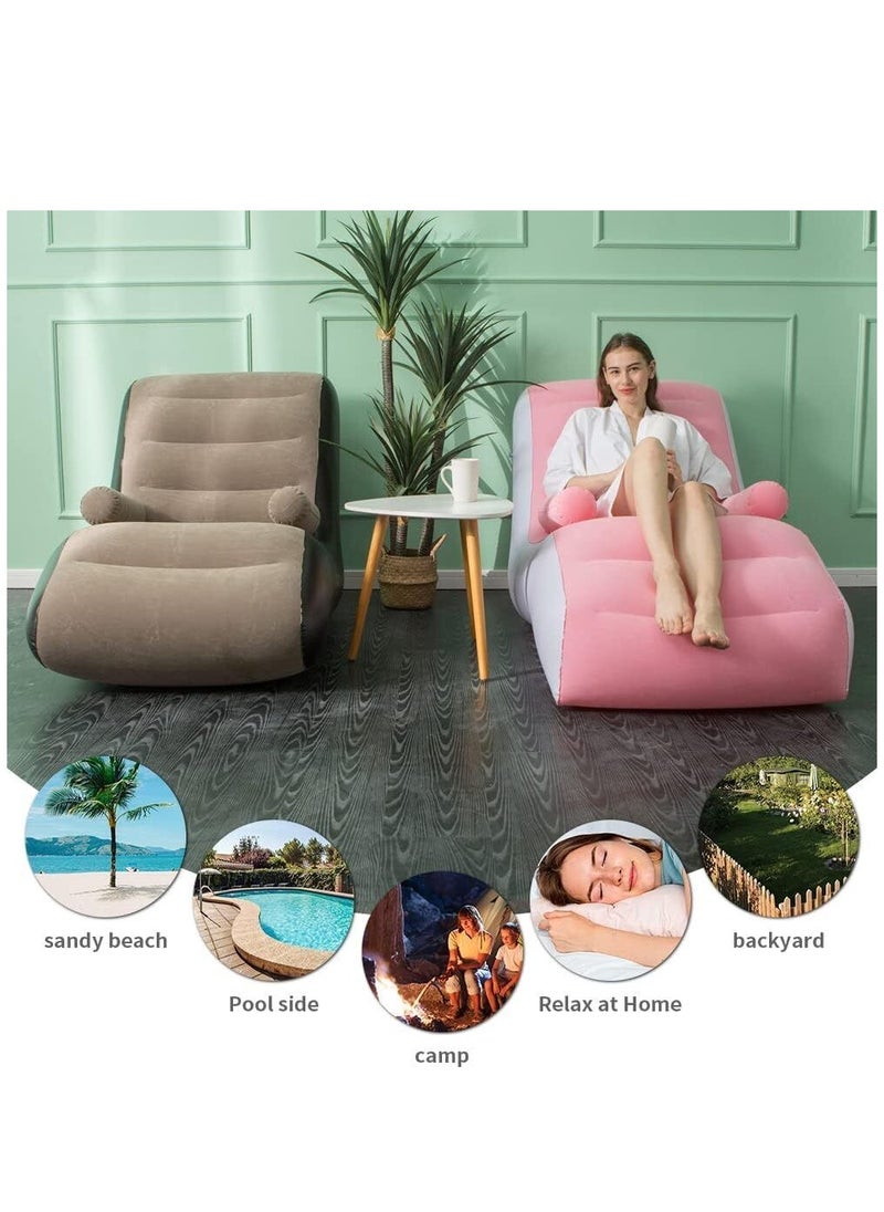 Generic - Folding Waterproof Air Furniture Inflatable Sofa Armchair with Household Lazy Sofa Chaise Lounges Travel Camping Chair for Home Office Outdoor Camping Picnic (Brown) - Image 1