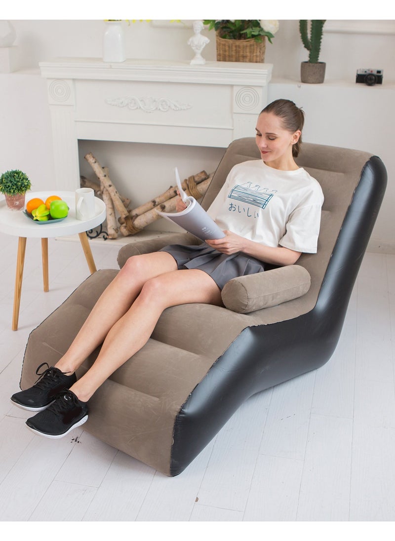 Generic - Folding Waterproof Air Furniture Inflatable Sofa Armchair with Household Lazy Sofa Chaise Lounges Travel Camping Chair for Home Office Outdoor Camping Picnic (Brown) - Image 1