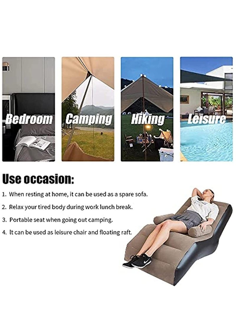 Generic - Folding Waterproof Air Furniture Inflatable Sofa Armchair with Household Lazy Sofa Chaise Lounges Travel Camping Chair for Home Office Outdoor Camping Picnic (Brown) - Image 1