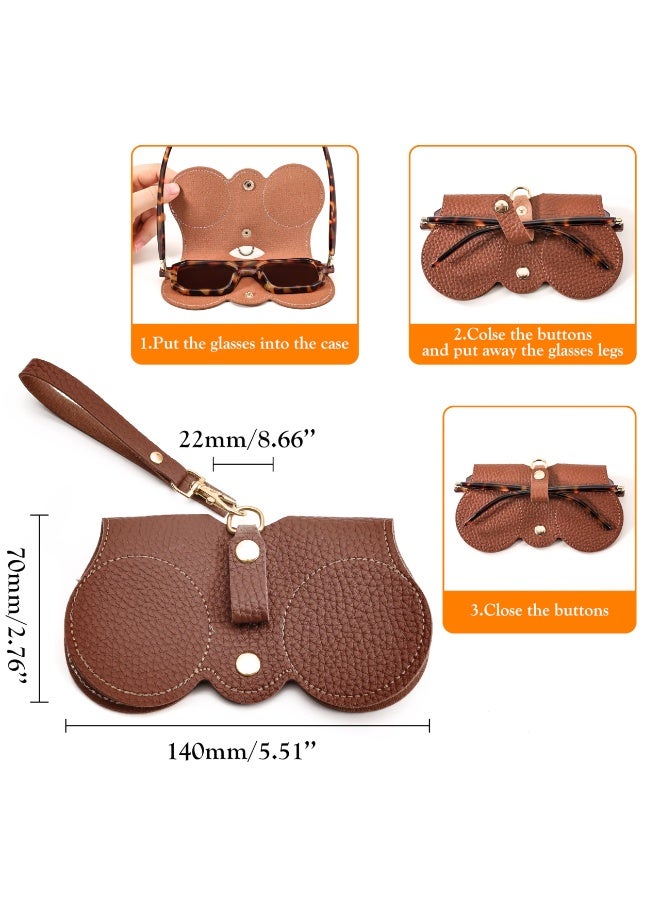 Travel Sunglasses Spectacle Cases, PU Leather Sunglasses Bag case, Glasses Pouch Organizer for Women, Summer Lightweight Sun Glasses Protector Box (Brown, Gl-910) - Image 3