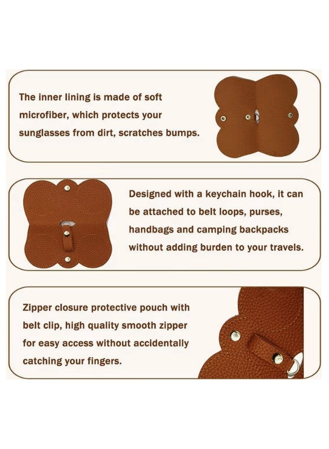 Travel Sunglasses Spectacle Cases, PU Leather Sunglasses Bag case, Glasses Pouch Organizer for Women, Summer Lightweight Sun Glasses Protector Box (Brown, Gl-910) - Image 4