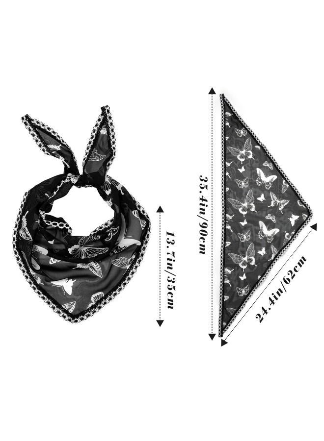 Molans Bandana Headband Chiffon Scarf Headbands - Hair Bandana Floral Hair Kerchief Print Hair Scarves Kerchief for Women, Black/White/Blue, One size - Image 3