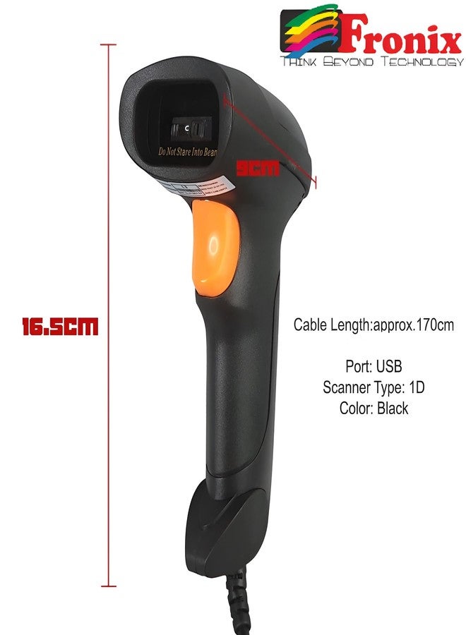 Fronix FB1100 Wired Barcode Scanner – High-Speed 1D CCD USB Handheld Scanner | BIS Certified, Plug & Play, Durable Design for Retail Billing, Warehouse, POS & Inventory Management - Image 4