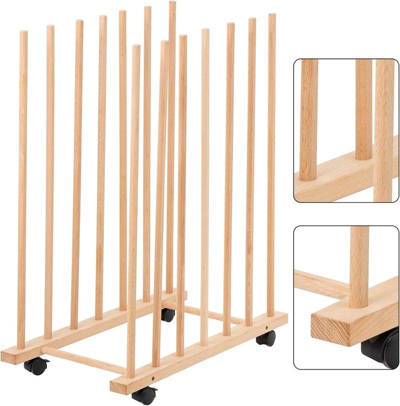 Somime Large Art Storage Rack with Four Caster Wheels - Wooden Canvas Storage Stand Can Well Hold Up to 60" Drawing Boards, Prints, Panels, Paintings, and Artworks Display - Image 1