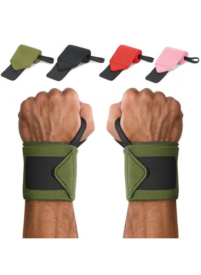 HASTE Adjustable Wrist Support Wraps Gym Weightlifting - Thumb Loop Straps Men Women Wrist Band Protector - Green - Image 1