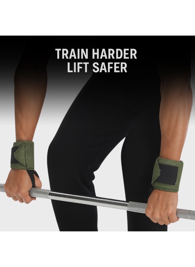 HASTE Adjustable Wrist Support Wraps Gym Weightlifting - Thumb Loop Straps Men Women Wrist Band Protector - Green - Image 4