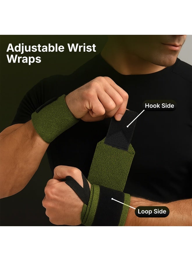 HASTE Adjustable Wrist Support Wraps Gym Weightlifting - Thumb Loop Straps Men Women Wrist Band Protector - Green - Image 5