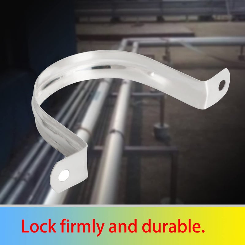 Aopin 60mm Rigid Pipe Strap Clamp 2 Holes Strap U Bracket Tube Strap Tension Clips 201 Stainless Steel, for Pipe Fixing, Silver, 5Pcs - Image 3